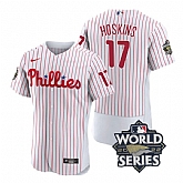 Phillies 17 Rhys Hoskins White Nike 2022 World Series Flexbase Jersey,baseball caps,new era cap wholesale,wholesale hats